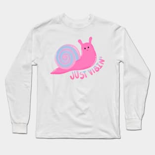 Just Vibin’ Pink Snail Long Sleeve T-Shirt